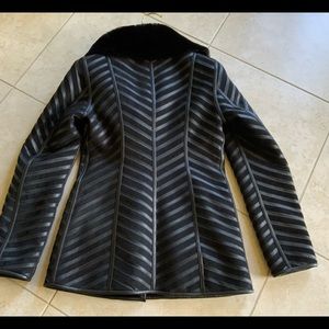 BLACK FUR AND LEATHER JACKET, Worn once, Excellent Condition, Very Stylish